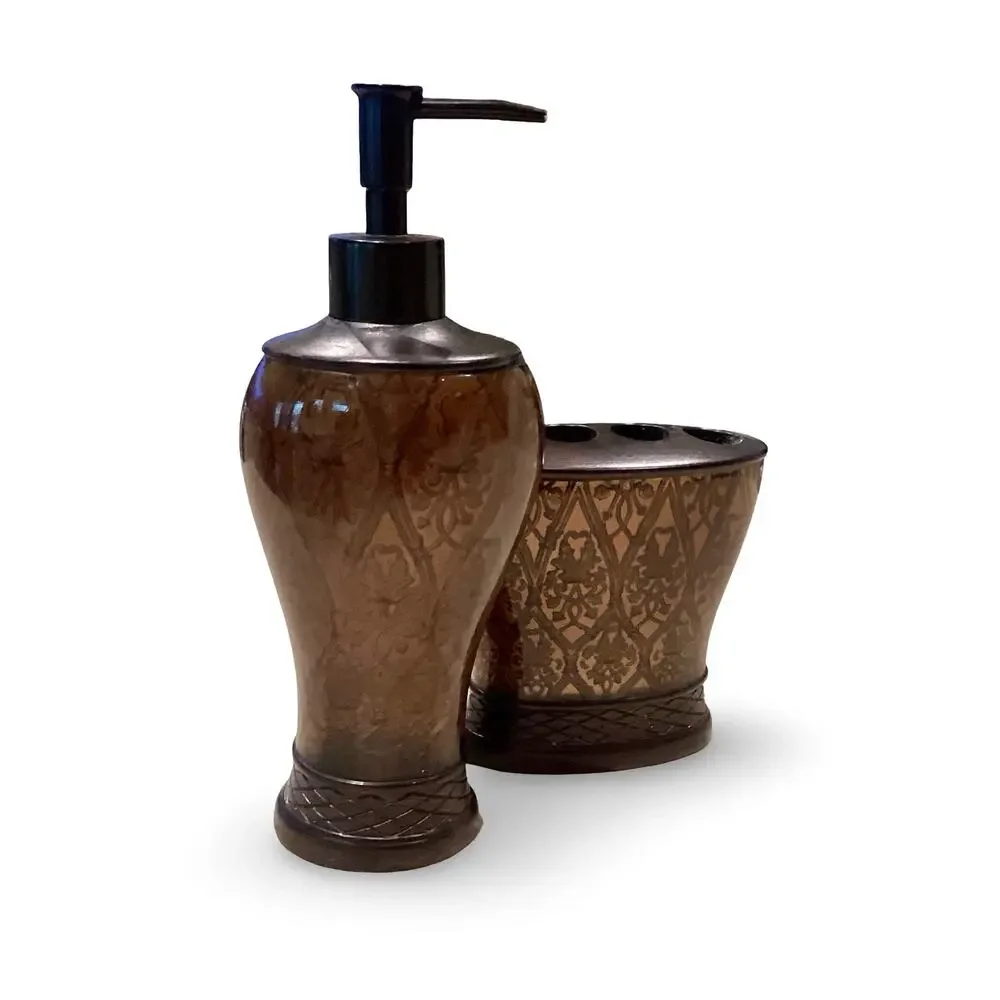 Vintage Chapel Hill Soap Dispenser and Toothbrush Holder Set